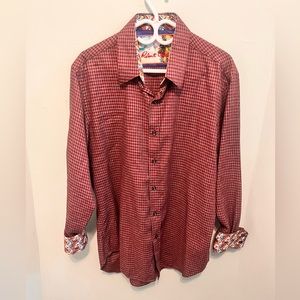 Robert Graham - Men’s Large - Red & Grey - Heavy Button-up Shirt - 100% Cotton